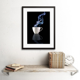 Wee Blue Coo Steaming Coffee Cup Kitchen Photo Framed Wall Art Print 30 x 41cm - Size: 43.3 x 33.3 x 1.5cm - Black - Wilko - thumbnail 3