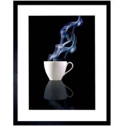 Wee Blue Coo Steaming Coffee Cup Kitchen Photo Framed Wall Art Print 30 x 41cm - Size: 43.3 x 33.3 x 1.5cm - Black - Wilko - thumbnail 1