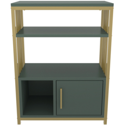 Decorotika Letos Single Door 3 Shelf Green and Gold Bookshelf - Size: 80 x 60 x 29.6cm - Multi - Wilko - thumbnail 4