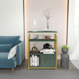 Decorotika Letos Single Door 3 Shelf Green and Gold Bookshelf - Size: 80 x 60 x 29.6cm - Multi - Wilko - thumbnail 7