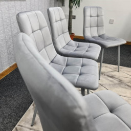 Portland 6 Seater Grey and Black MDF Dining Set with Velvet Chairs and Bench - Multi - Wilko - thumbnail 6