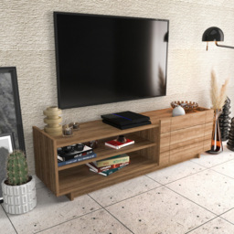Decorotika Valantina Single Door 2 Shelf Walnut TV Unit - Size: 41.4 x 140 x 37cm - Brown - Wilko - thumbnail 6