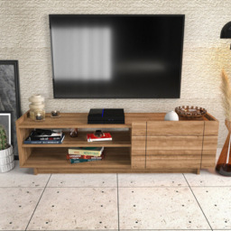 Decorotika Valantina Single Door 2 Shelf Walnut TV Unit - Size: 41.4 x 140 x 37cm - Brown - Wilko - thumbnail 5