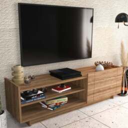 Decorotika Valantina Single Door 2 Shelf Walnut TV Unit - Size: 41.4 x 140 x 37cm - Brown - Wilko