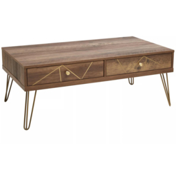 Interiors by Premier Flori 2 Drawer Veneer Coffee Table - Size: 110 x 59 x 42cm - Brown - Wilko - thumbnail 3