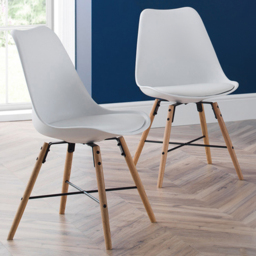 Julian Bowen Kari Set of 2 White and Oak Dining Chair - Wilko
