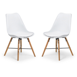 Julian Bowen Kari Set of 2 White and Oak Dining Chair - Wilko - thumbnail 3
