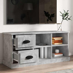 vidaXL 2 Drawer 4 Shelf Concrete Grey TV Cabinet - Size: 47.5 x 102 x 35.5cm - Wilko - thumbnail 1