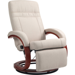 Portland Beige Swivel Manual Recliner Chair with Footrest - Size: Single - White - Wilko - thumbnail 3