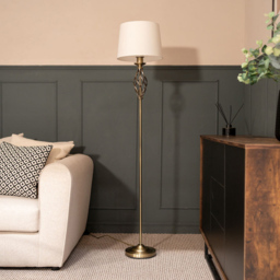 ValueLights Memphis Antique Brass Barley Twist LED Floor Lamp - Gold - Wilko - thumbnail 3