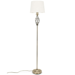 ValueLights Memphis Antique Brass Barley Twist LED Floor Lamp - Gold - Wilko