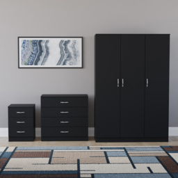 Vida Designs Riano Black 3 Piece Bedroom Furniture Set - Wilko - thumbnail 3