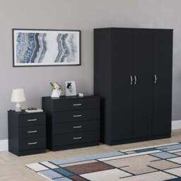 VIDA DESIGNS Riano Black 3 Piece Bedroom Furniture Set - Wilko