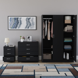 Vida Designs Riano Black 3 Piece Bedroom Furniture Set - Wilko - thumbnail 4