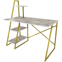 Decorotika Admira Gold and White Marble Effect Modern Computer Desk - Size: 120 x 120 x 60cm - Multi - Wilko - thumbnail 3
