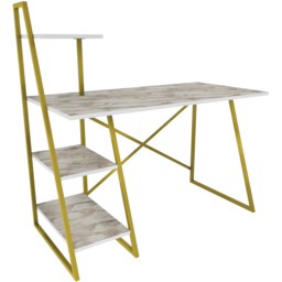 Decorotika Admira Gold and White Marble Effect Modern Computer Desk - Size: 120 x 120 x 60cm - Multi - Wilko - thumbnail 4