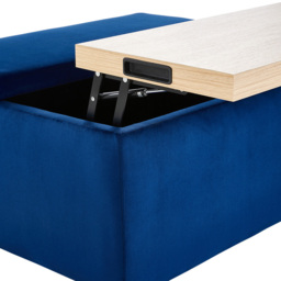 H&O Direct Velvet Upholstered Storage Ottoman Coffee Table - Size: 41 x 82 x 71.5cm - Blue - Wilko - thumbnail 5