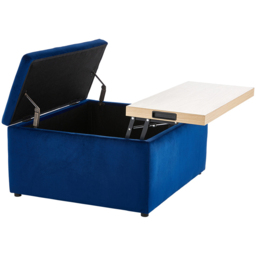 H&O Direct Velvet Upholstered Storage Ottoman Coffee Table - Size: 41 x 82 x 71.5cm - Blue - Wilko - thumbnail 4
