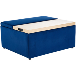 H&O Direct Velvet Upholstered Storage Ottoman Coffee Table - Size: 41 x 82 x 71.5cm - Blue - Wilko - thumbnail 3