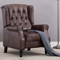 Furniture Online Althorpe Brown Wing Back Leather Recliner Chair - Size: 108 x 73 x 91cm - Wilko - thumbnail 1