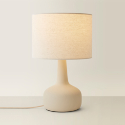 ValueLights Hayley Natural Linen Drum Shade Beige Squat Base Ceramic LED Table Lamp - Size: 40 x 25 x 25cm - Cream - Wilko - thumbnail 6