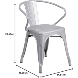 FWStyle Set of 4 Silver Galvanised Steel Ready Assembled Chairs - Size: 70 x 54 x 48cm - Wilko - thumbnail 7