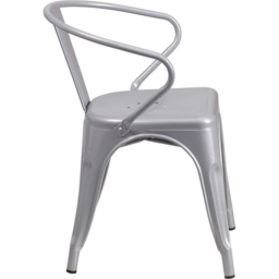 FWStyle Set of 4 Silver Galvanised Steel Ready Assembled Chairs - Size: 70 x 54 x 48cm - Wilko - thumbnail 5