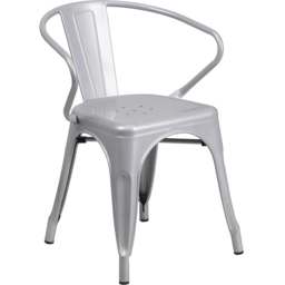FWStyle Set of 4 Silver Galvanised Steel Ready Assembled Chairs - Size: 70 x 54 x 48cm - Wilko - thumbnail 4