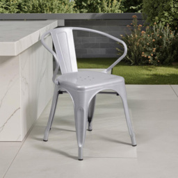 FWStyle Set of 4 Silver Galvanised Steel Ready Assembled Chairs - Size: 70 x 54 x 48cm - Wilko - thumbnail 6