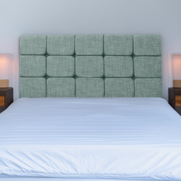 Bedmaster King Size Duck Egg Linen Pearl Squared Headboard - Blue - Wilko