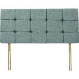 Bedmaster King Size Duck Egg Linen Pearl Squared Headboard - Blue - Wilko - thumbnail 3