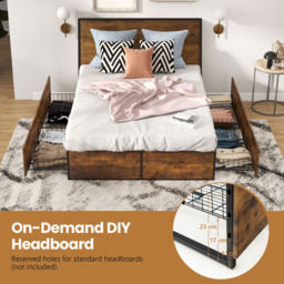 Costway Double Bed Frame with 4 Underbed Drawer - Black - Wilko - thumbnail 5