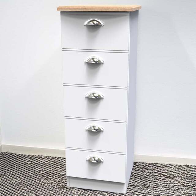 Crowndale Victoria 5 Drawer White Ash and Oak Chest of Drawers - Wilko - image 1
