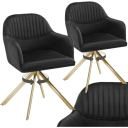 tectake Lona Set of 2 Black and Gold Velvet Upholstered Swivel Armchair - Size: Single - Wilko - thumbnail 3