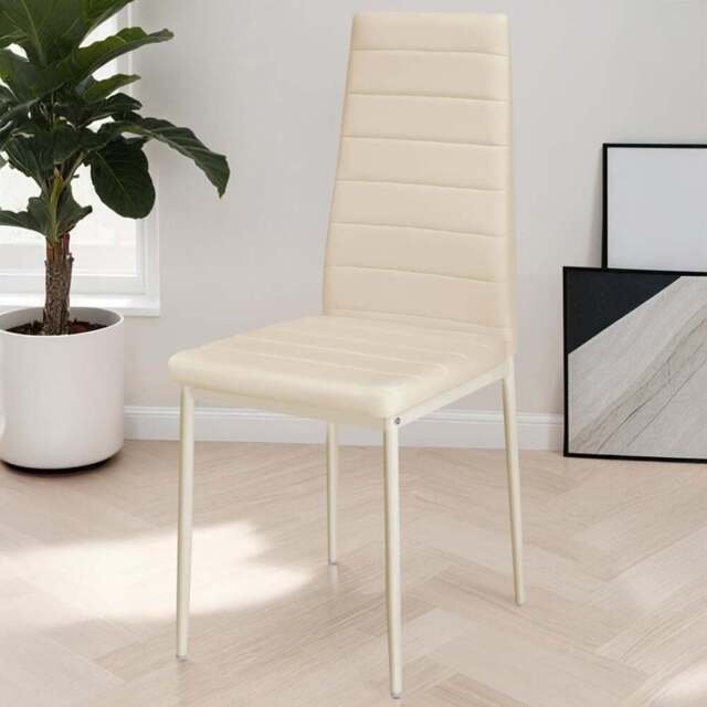 tectake Set of 8 Beige High Backrest Padded Dining Chair - Cream - Wilko - image 1