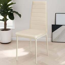 tectake Set of 8 Beige High Backrest Padded Dining Chair - Cream - Wilko