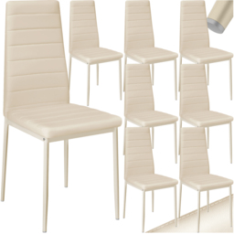 tectake Set of 8 Beige High Backrest Padded Dining Chair - Cream - Wilko - thumbnail 3