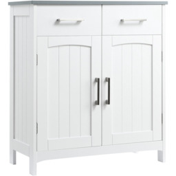 Kleankin 2 Door 2 Drawer White and Grey Floor Cabinet - Size: 68 x 33 x 76cm - Wilko - thumbnail 3