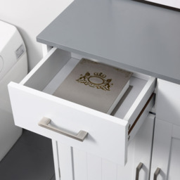 Kleankin 2 Door 2 Drawer White and Grey Floor Cabinet - Size: 68 x 33 x 76cm - Wilko - thumbnail 4