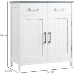 Kleankin 2 Door 2 Drawer White and Grey Floor Cabinet - Size: 68 x 33 x 76cm - Wilko - thumbnail 6