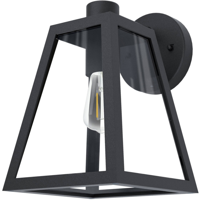 EGLO Milton Zinc-Plated Exterior Wall Lamp - Size: 18.0 x 22.5 x 27.0cm - Black - Wilko