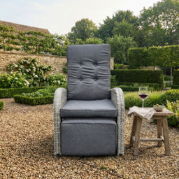 Malay Deluxe Malay New Hampshire Grey Wicker Reclining Chair - Size: 1 Seater - Wilko