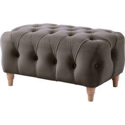 Elsie Chesterfield Mushroom Plush Velvet Footstool - Size: 41 x 76 x 53cm - Brown - Wilko - thumbnail 3