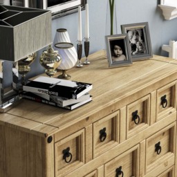 Vida Designs Corona 9 Drawer Pine Merchant Chest of Drawers - Brown - Wilko - thumbnail 4