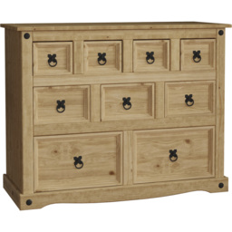 Vida Designs Corona 9 Drawer Pine Merchant Chest of Drawers - Brown - Wilko - thumbnail 3