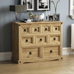 Vida Designs Corona 9 Drawer Pine Merchant Chest of Drawers - Brown - Wilko - thumbnail 7