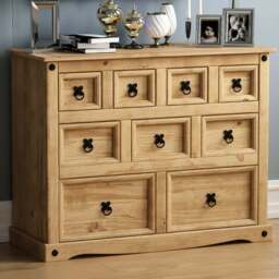 VIDA DESIGNS Corona 9 Drawer Pine Merchant Chest of Drawers - Brown - Wilko