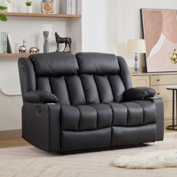 Artemis Home Sheridan 2 Seater Black Leather Manual Recliner Sofa with Cup Holders - Wilko - thumbnail 5