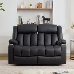 Artemis Home Sheridan 2 Seater Black Leather Manual Recliner Sofa with Cup Holders - Wilko - thumbnail 3
