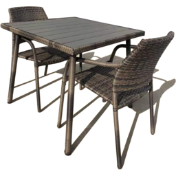Furniture One 2 Seater Rattan Stackable Garden Dining Set - Brown - Wilko - thumbnail 3